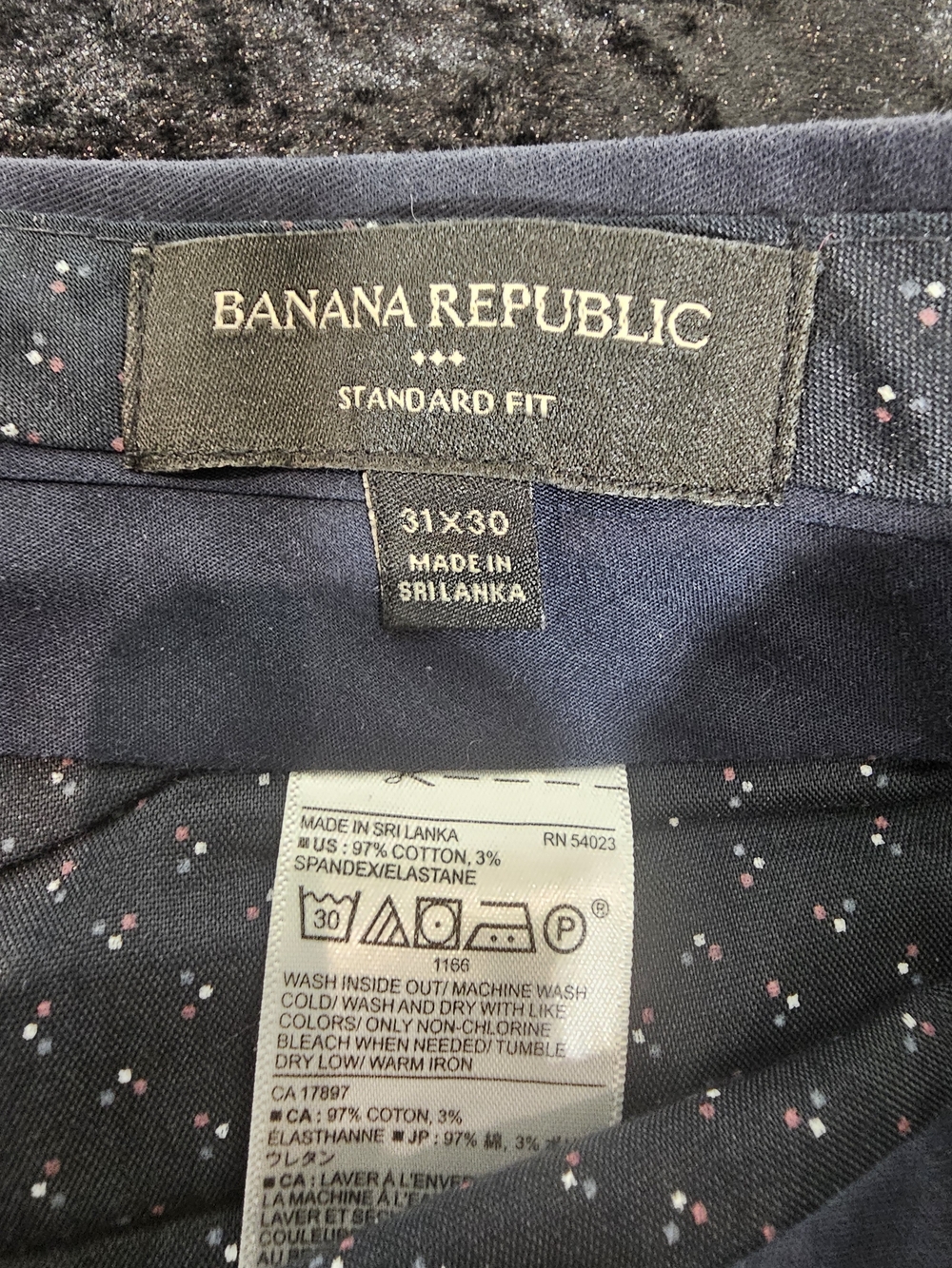 Banana Republic Navy Standard Fit Pants - Tiny Pink & White Dot Print